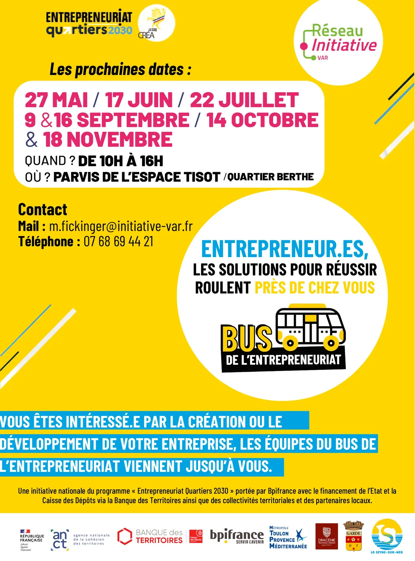 LA SEYNE-SUR-MER : Entrepreneuriat – Un bus pour accompagner les créateurs d’entreprise des quartiers prioritaires